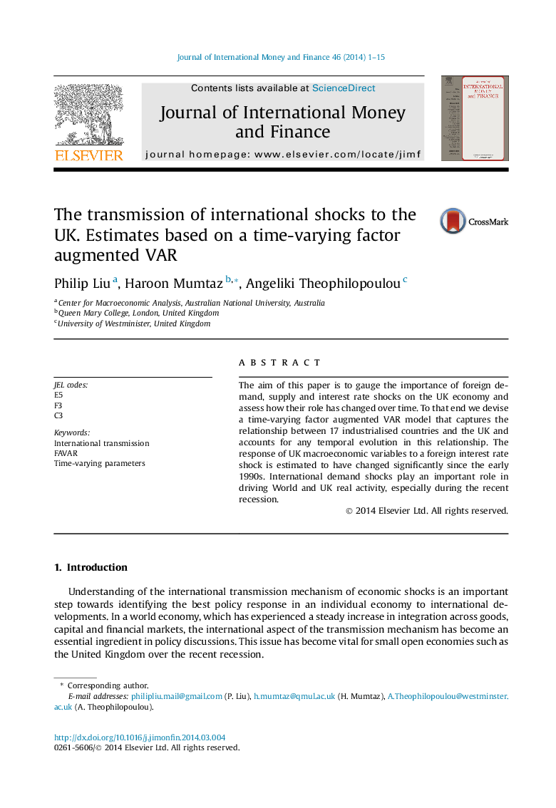 The transmission of international shocks to the UK. Estimates based on a time-varying factor augmented VAR