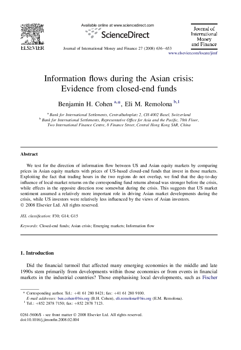 Information flows during the Asian crisis: Evidence from closed-end funds