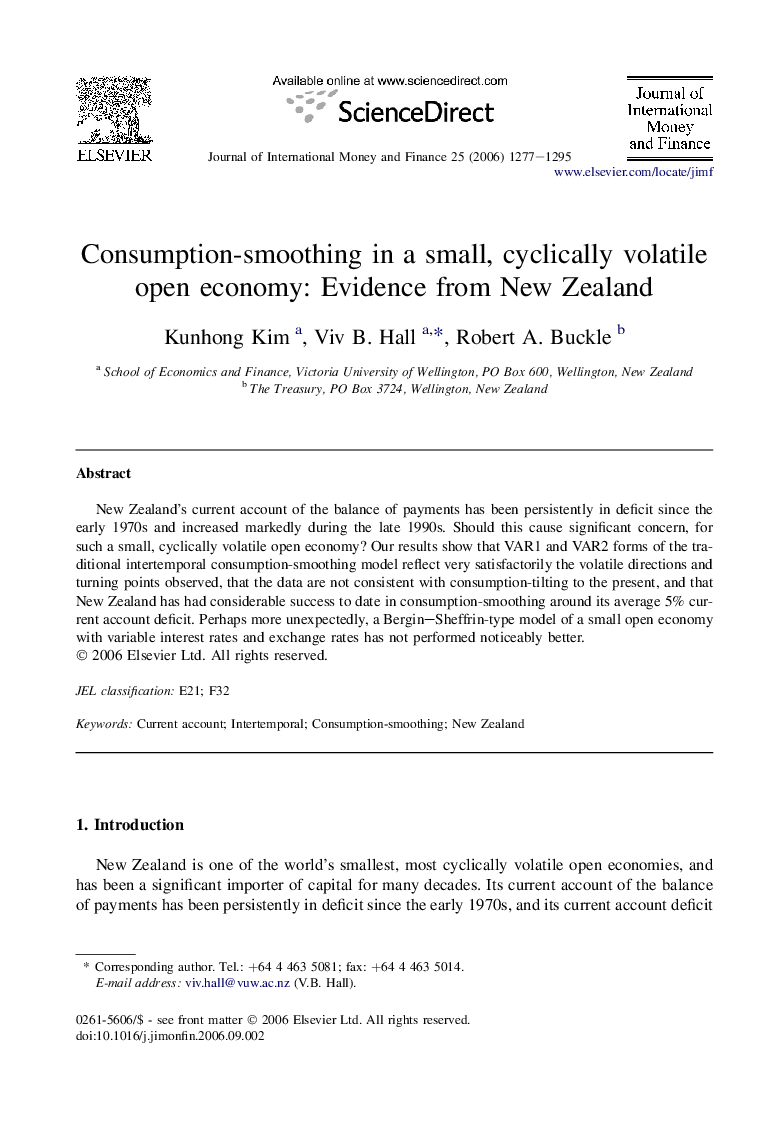 Consumption-smoothing in a small, cyclically volatile open economy: Evidence from New Zealand