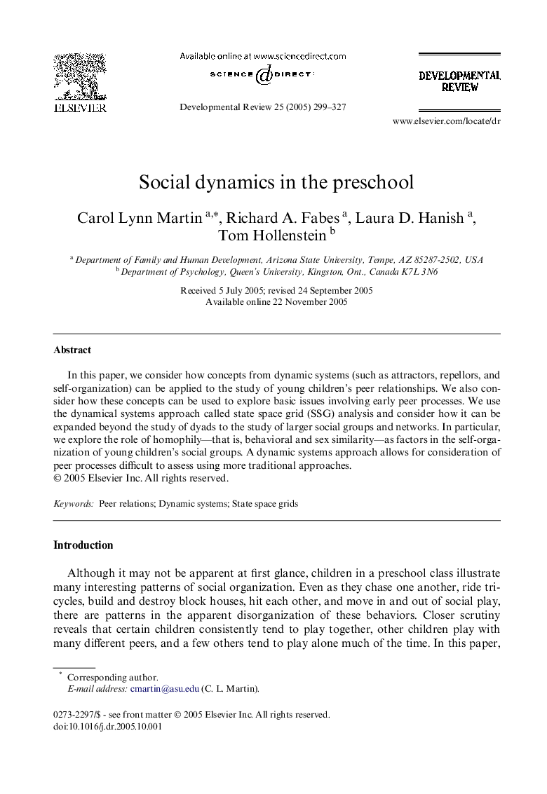 Social dynamics in the preschool