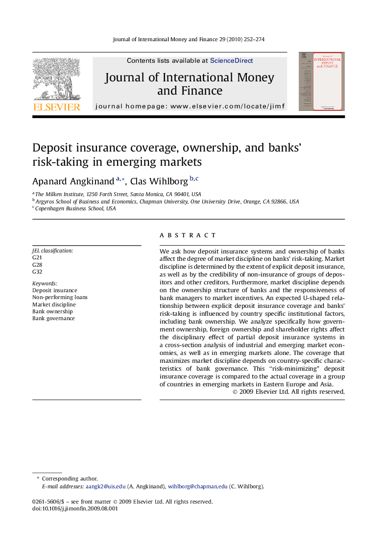 Deposit insurance coverage, ownership, and banks' risk-taking in emerging markets