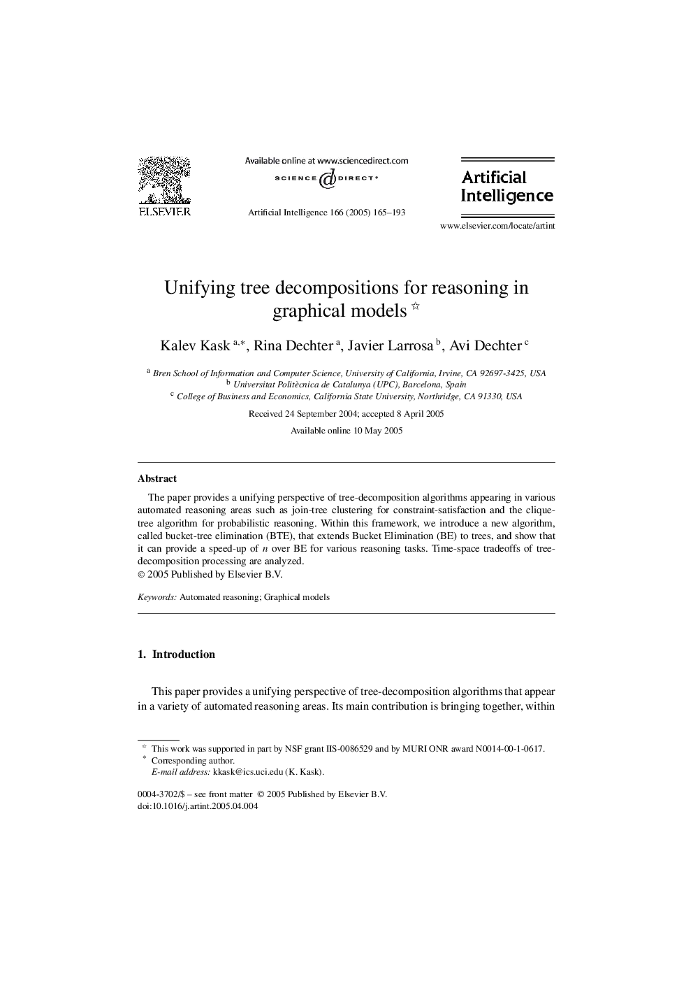 Unifying tree decompositions for reasoning in graphical models