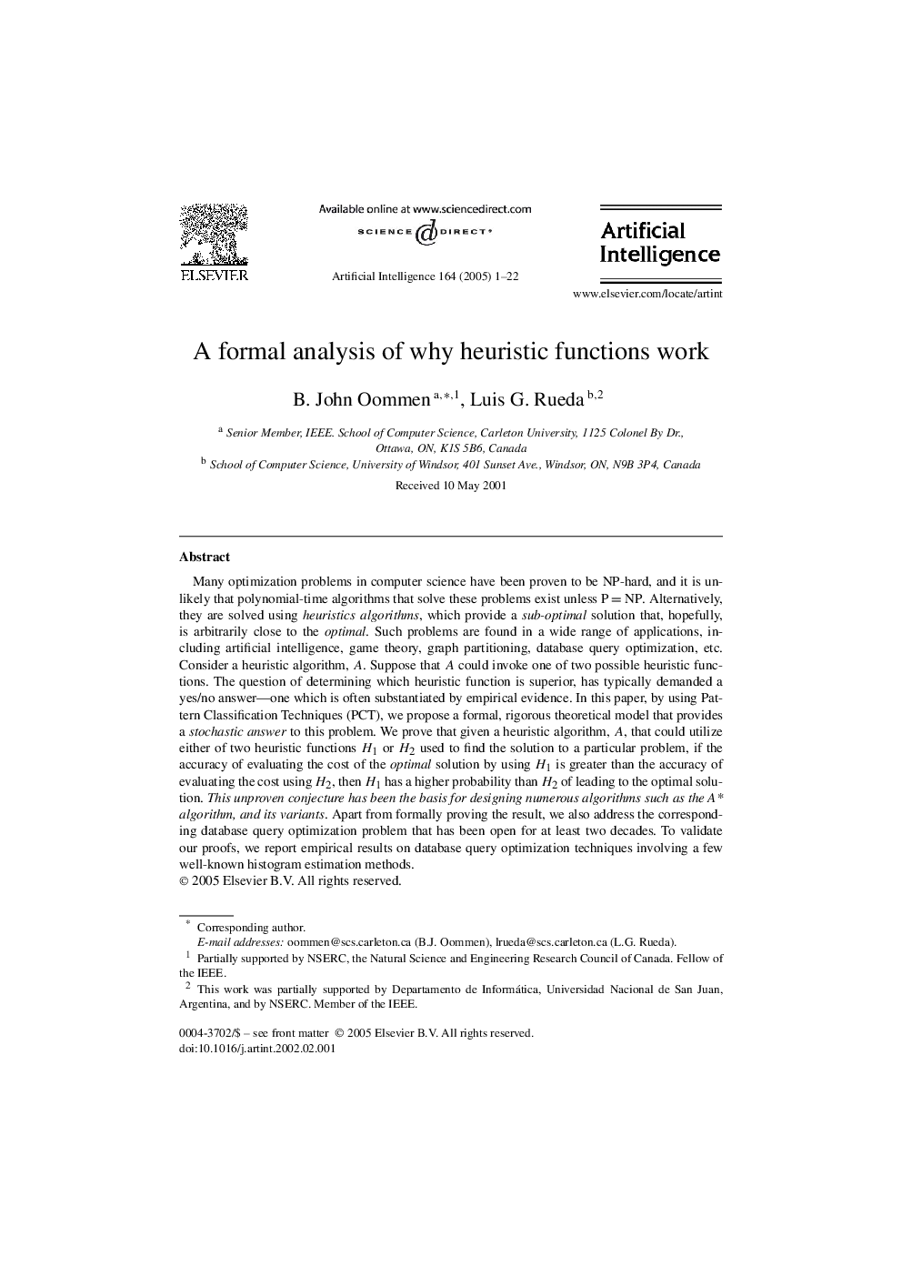 A formal analysis of why heuristic functions work