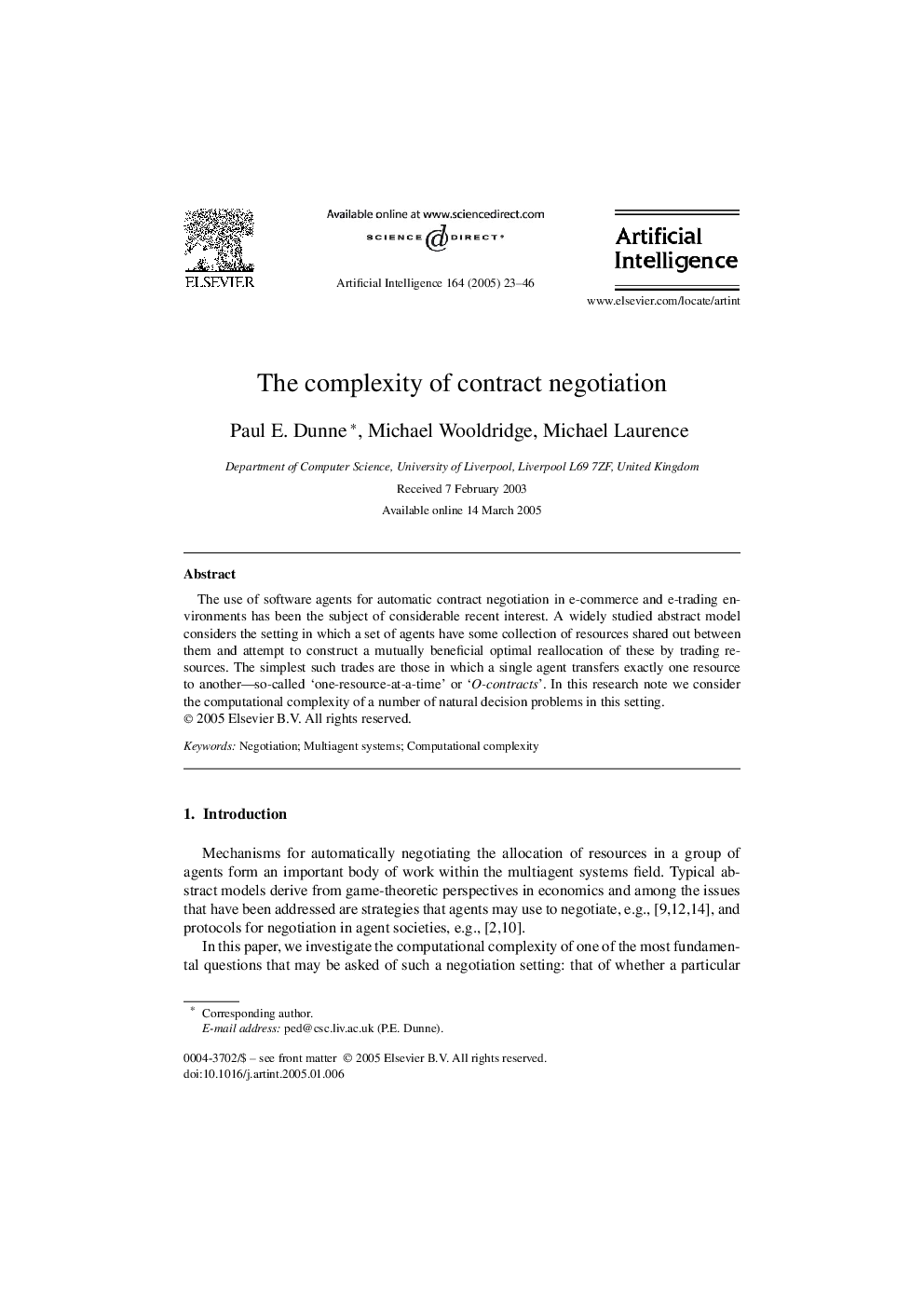 The complexity of contract negotiation