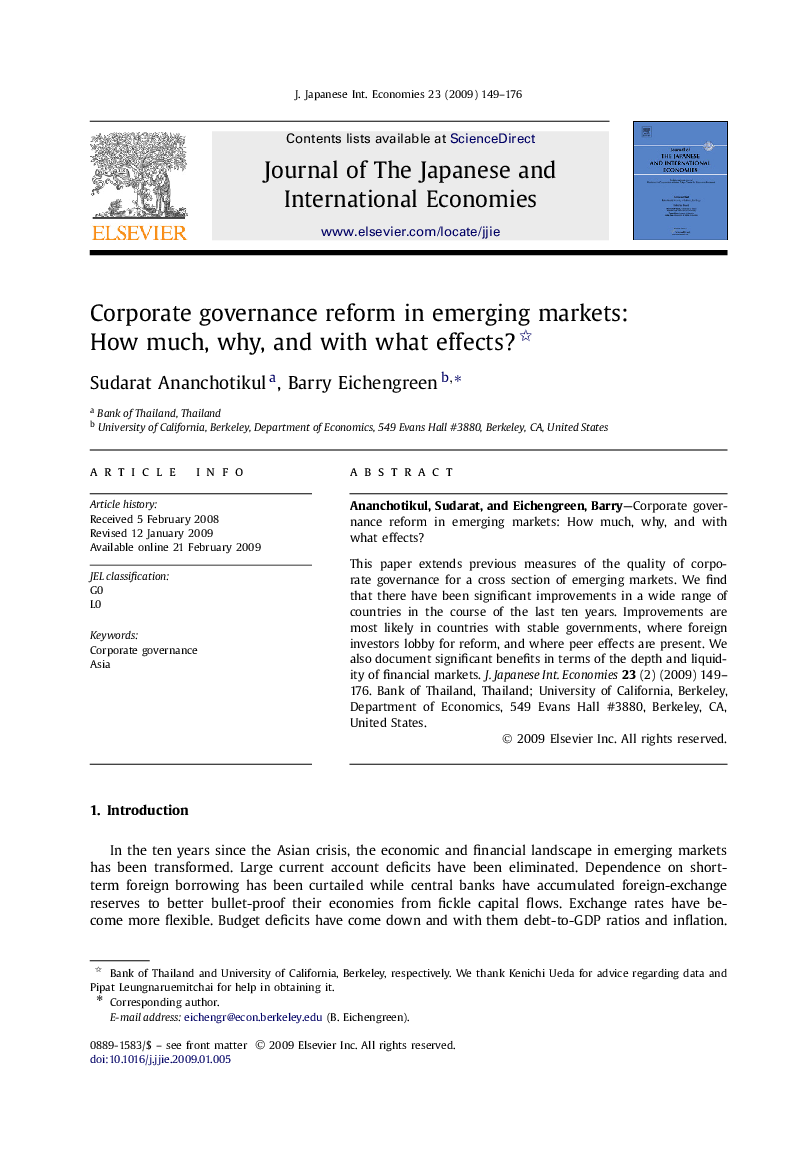 Corporate governance reform in emerging markets: How much, why, and with what effects?