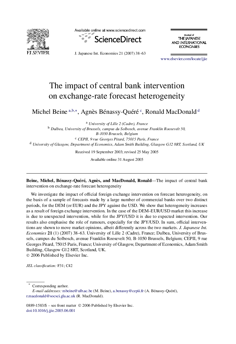 The impact of central bank intervention on exchange-rate forecast heterogeneity