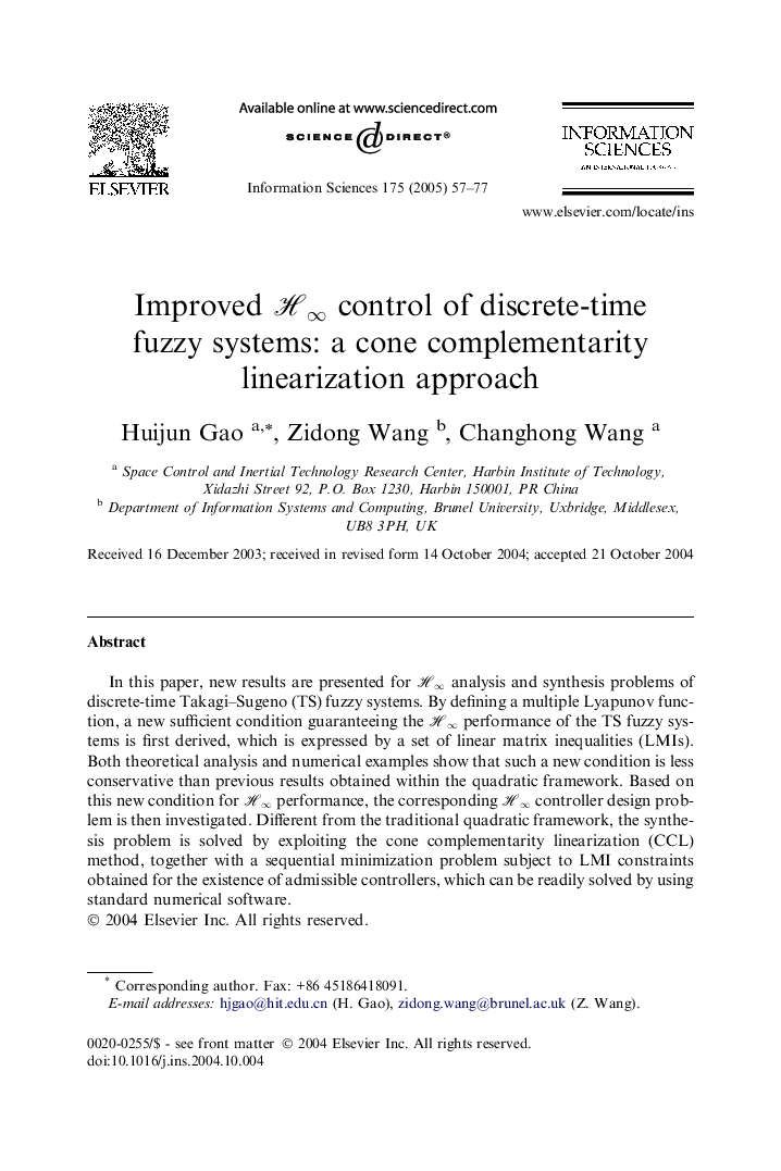 Improved Hâ control of discrete-time fuzzy systems: a cone complementarity linearization approach