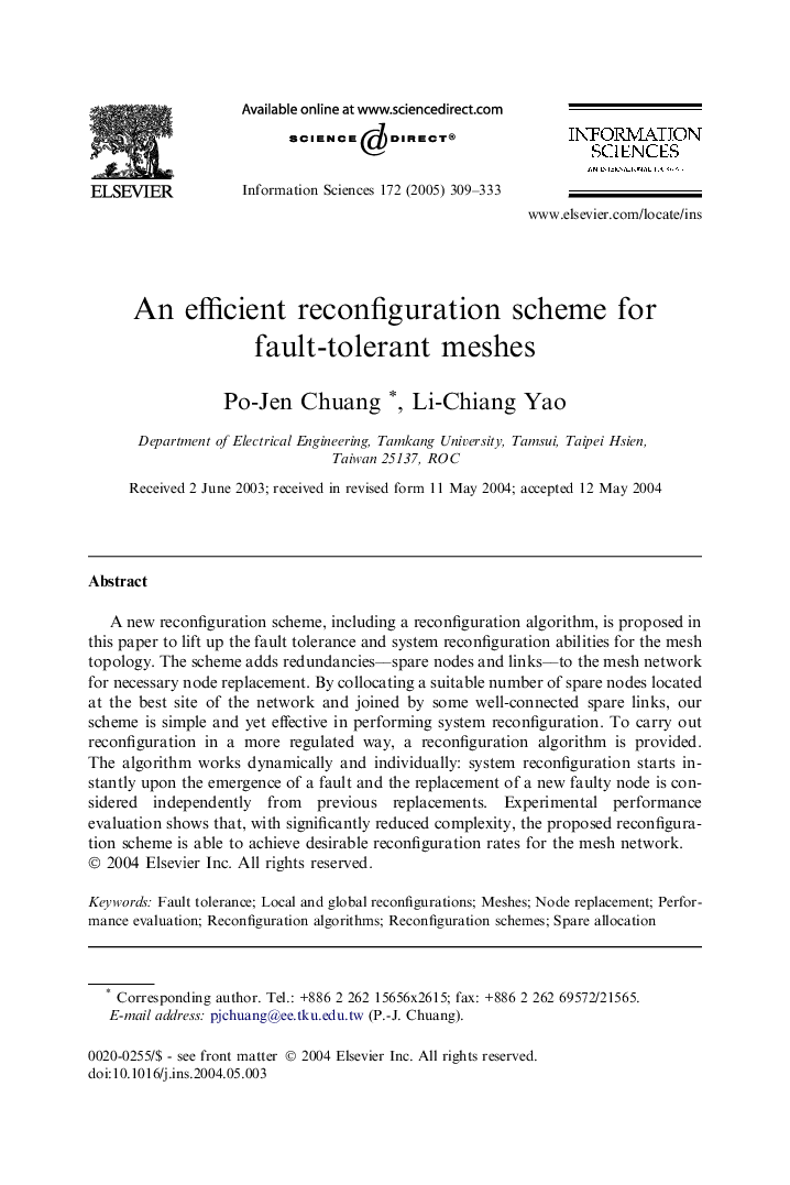 An efficient reconfiguration scheme for fault-tolerant meshes