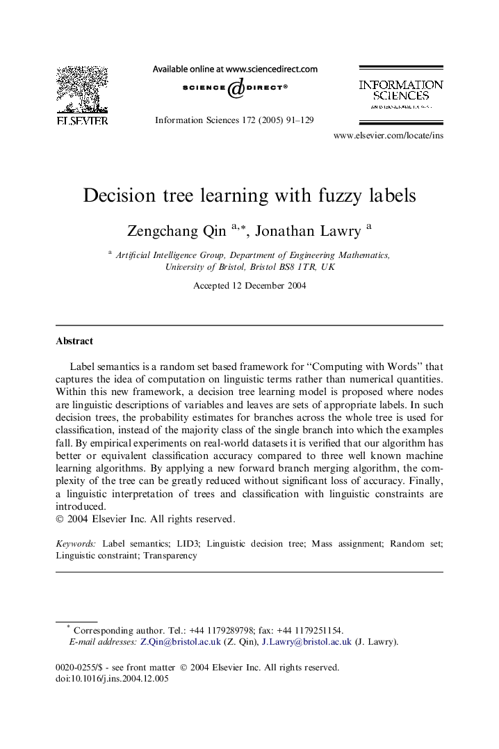 Decision tree learning with fuzzy labels