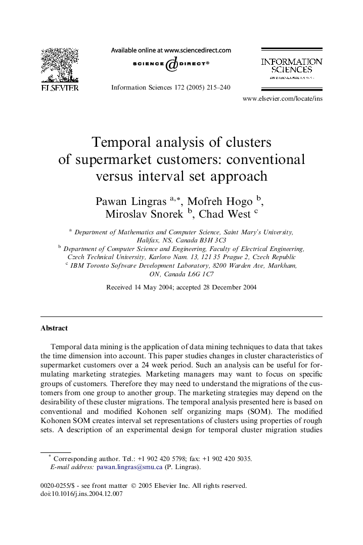 Temporal analysis of clusters of supermarket customers: conventional versus interval set approach