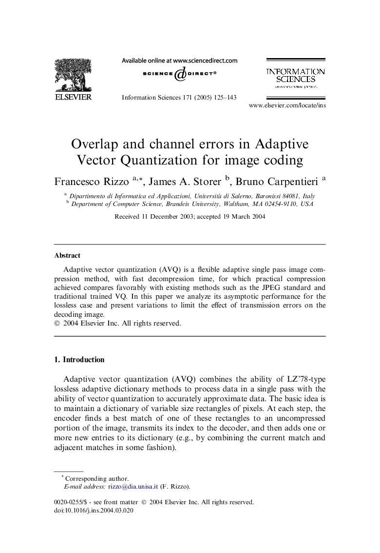 Overlap and channel errors in Adaptive Vector Quantization for image coding