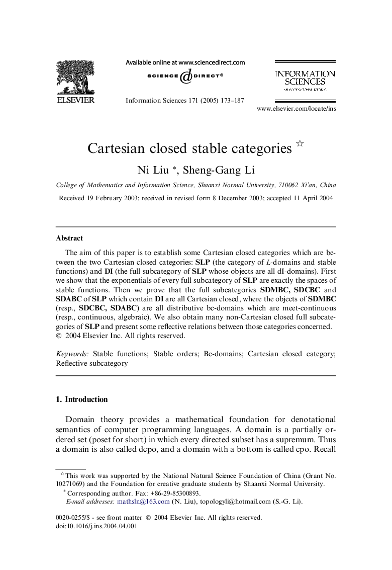 Cartesian closed stable categories