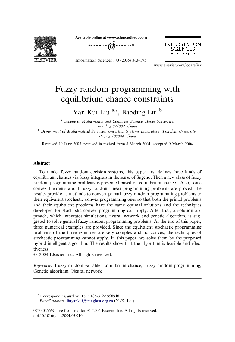 Fuzzy random programming with equilibrium chance constraints