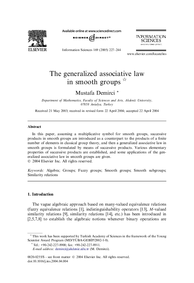 The generalized associative law in smooth groups