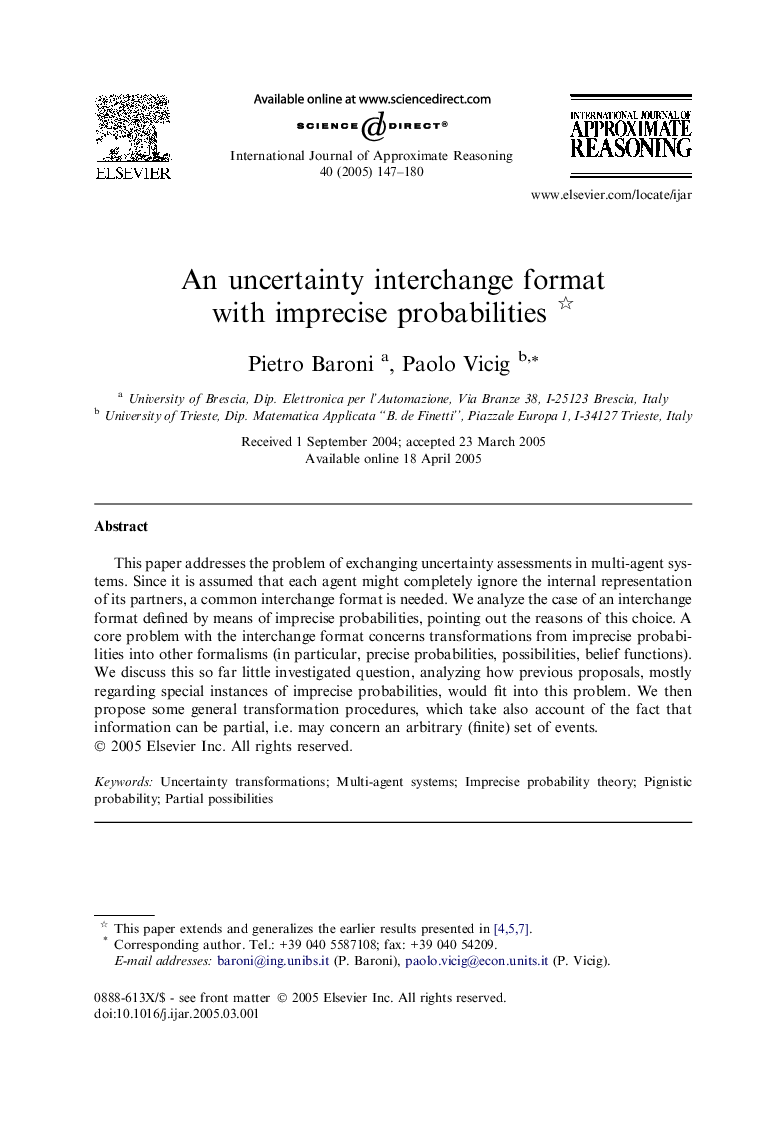 An uncertainty interchange format with imprecise probabilities