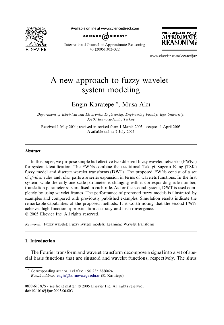 A new approach to fuzzy wavelet system modeling