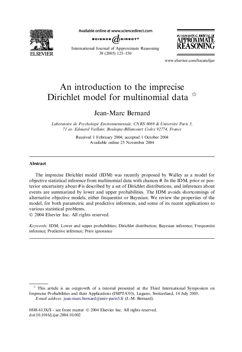 An introduction to the imprecise Dirichlet model for multinomial data