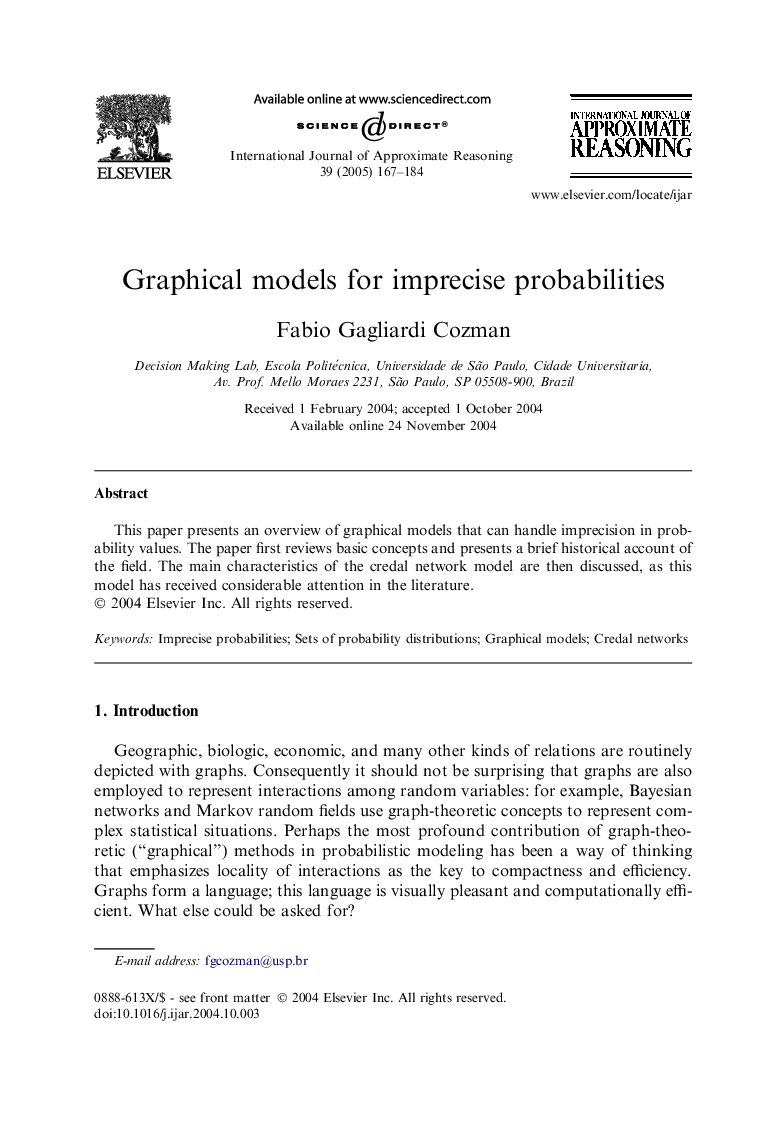 Graphical models for imprecise probabilities