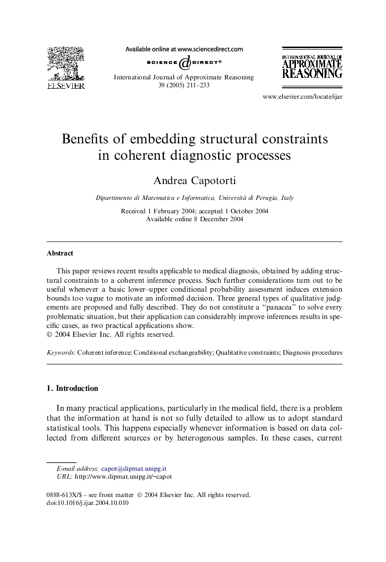 Benefits of embedding structural constraints in coherent diagnostic processes