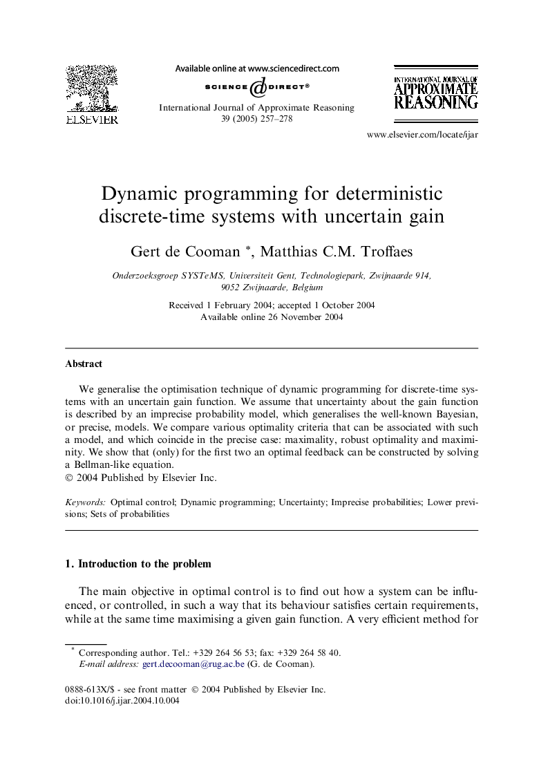 Dynamic programming for deterministic discrete-time systems with uncertain gain