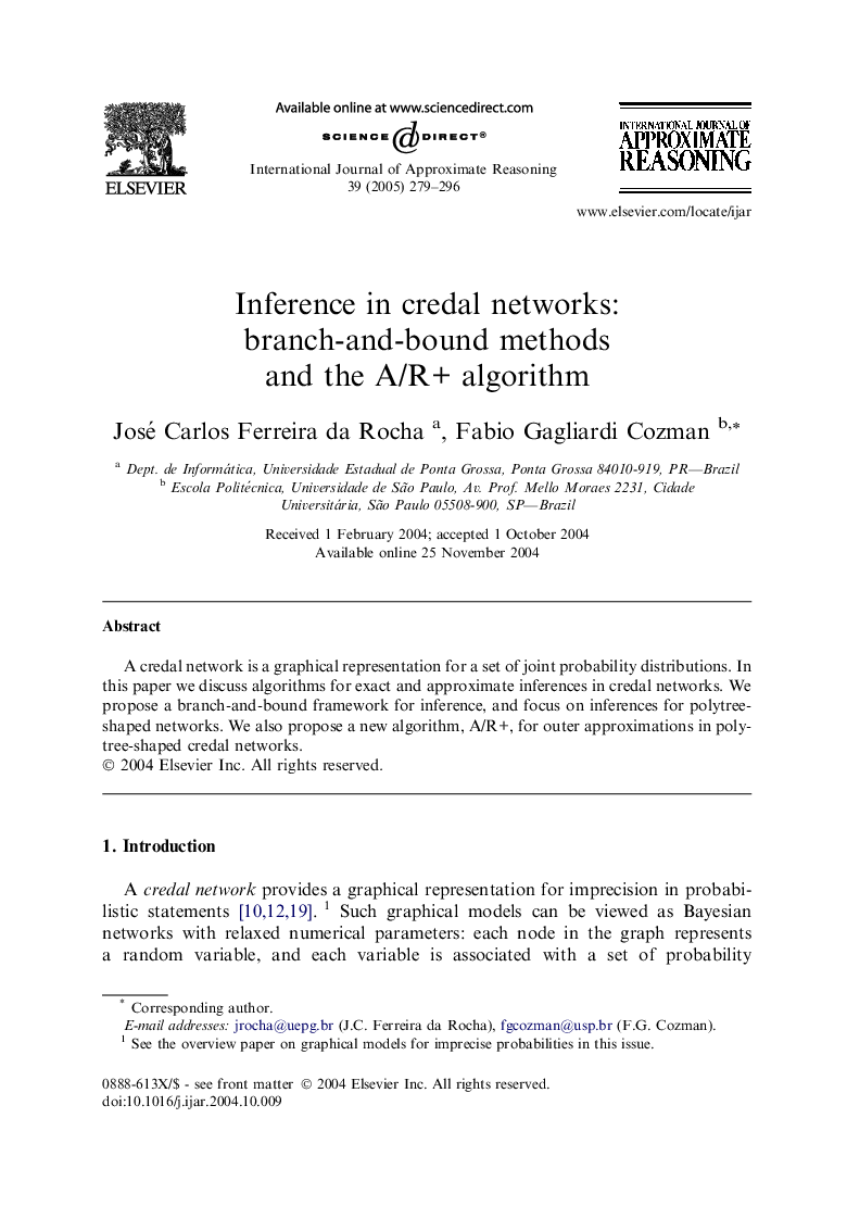 Inference in credal networks: branch-and-bound methods and the A/R+ algorithm