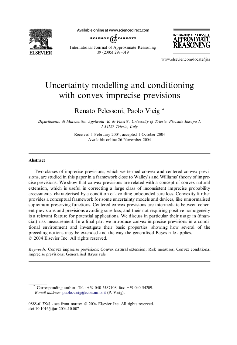 Uncertainty modelling and conditioning with convex imprecise previsions