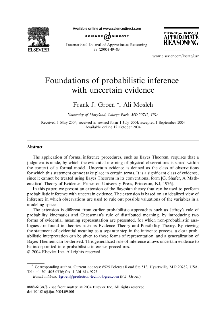 Foundations of probabilistic inference with uncertain evidence