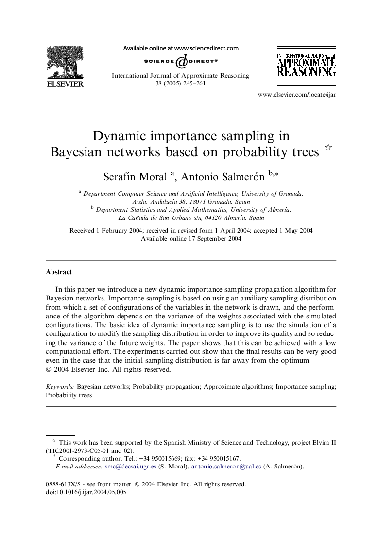 Dynamic importance sampling in Bayesian networks based on probability trees