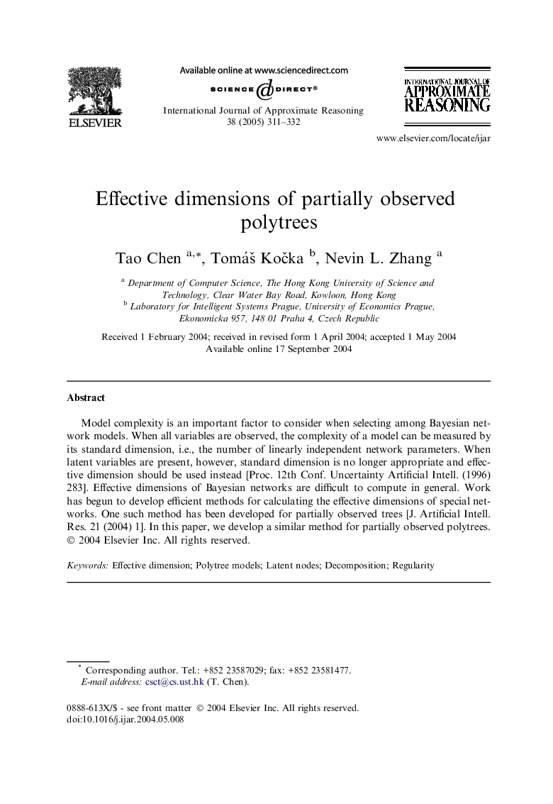 Effective dimensions of partially observed polytrees