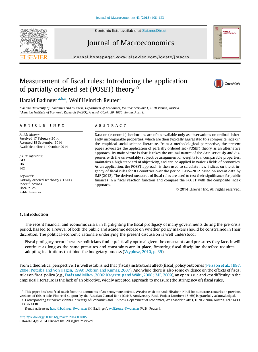 Measurement of fiscal rules: Introducing the application of partially ordered set (POSET) theory