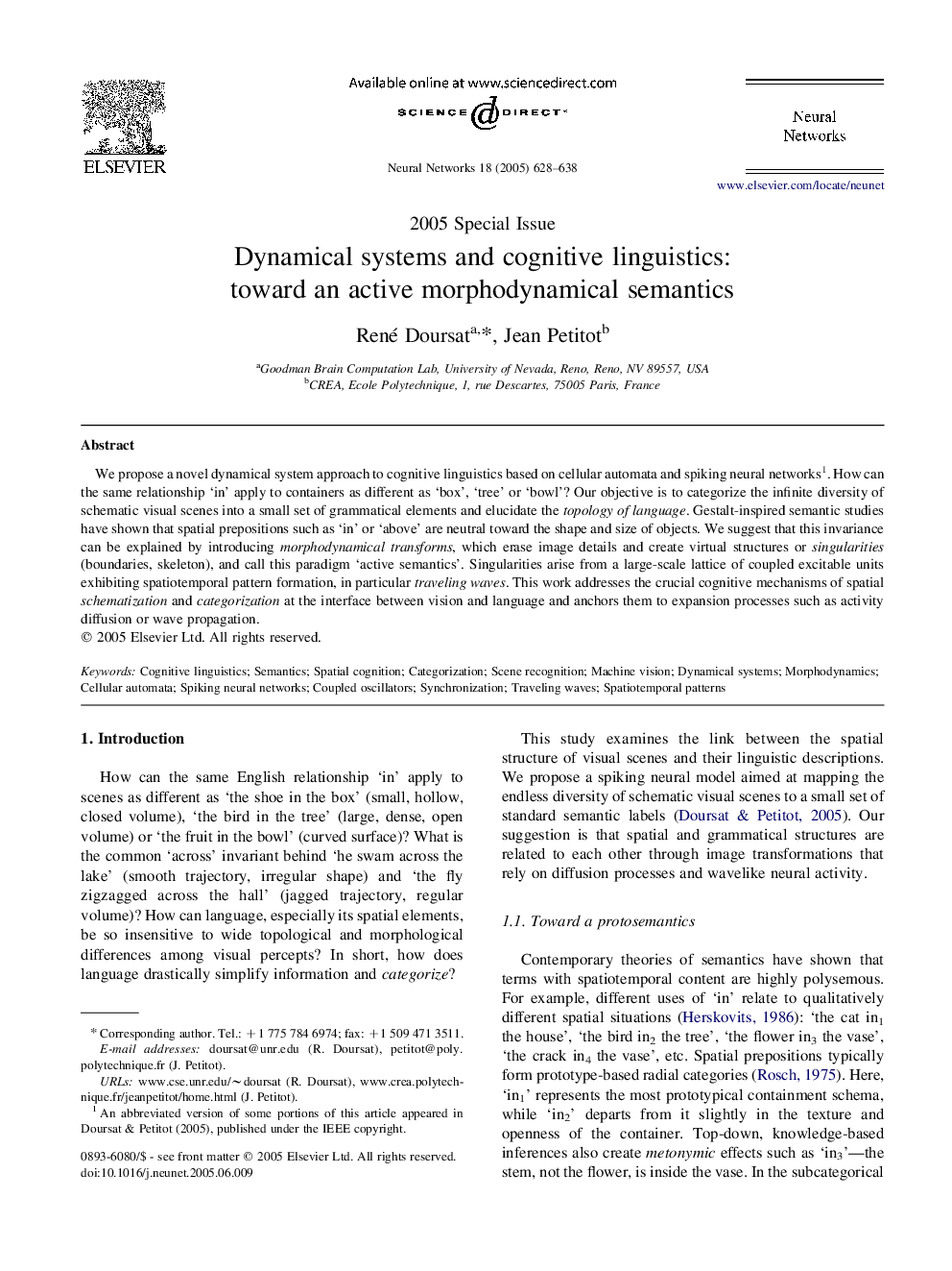 Dynamical systems and cognitive linguistics: toward an active morphodynamical semantics