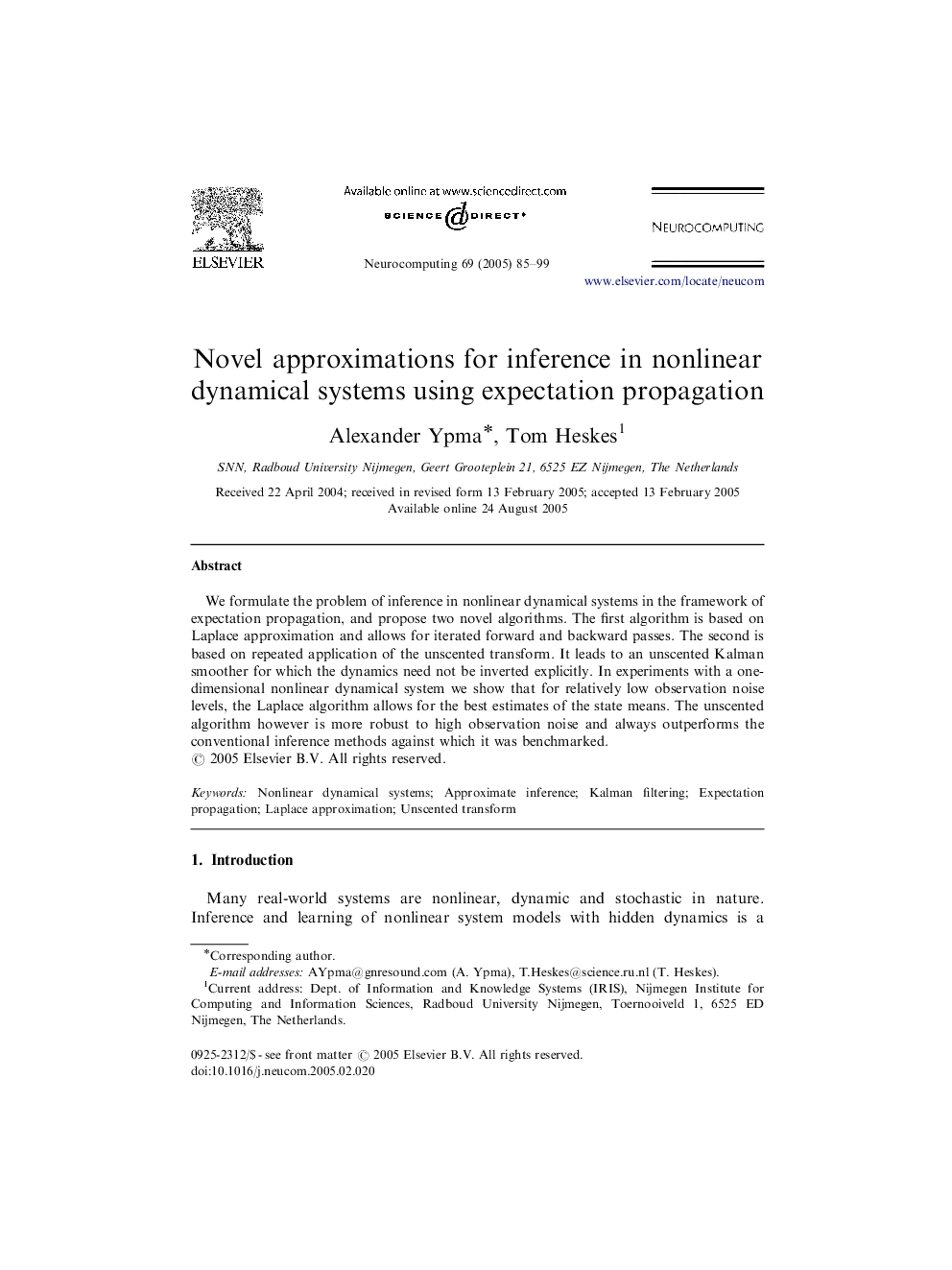 Novel approximations for inference in nonlinear dynamical systems using expectation propagation