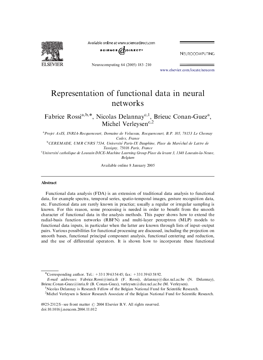 Representation of functional data in neural networks