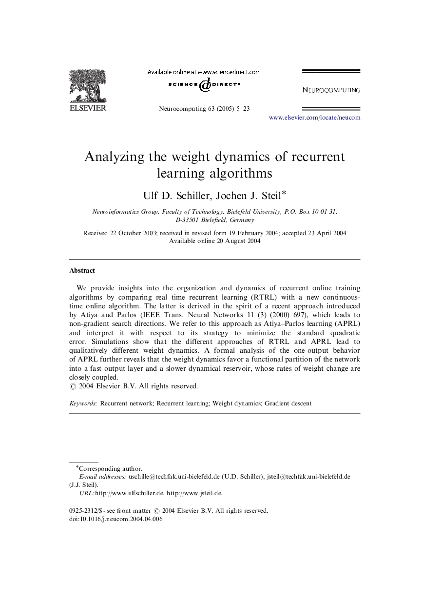 Analyzing the weight dynamics of recurrent learning algorithms