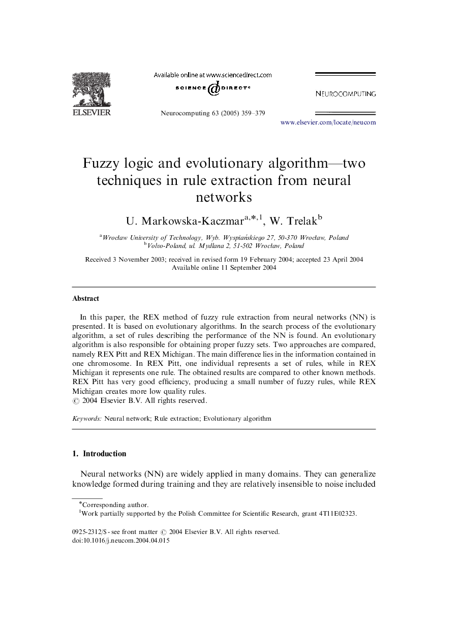 Fuzzy logic and evolutionary algorithm-two techniques in rule extraction from neural networks