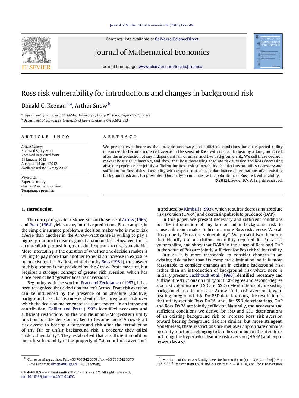 Ross risk vulnerability for introductions and changes in background risk