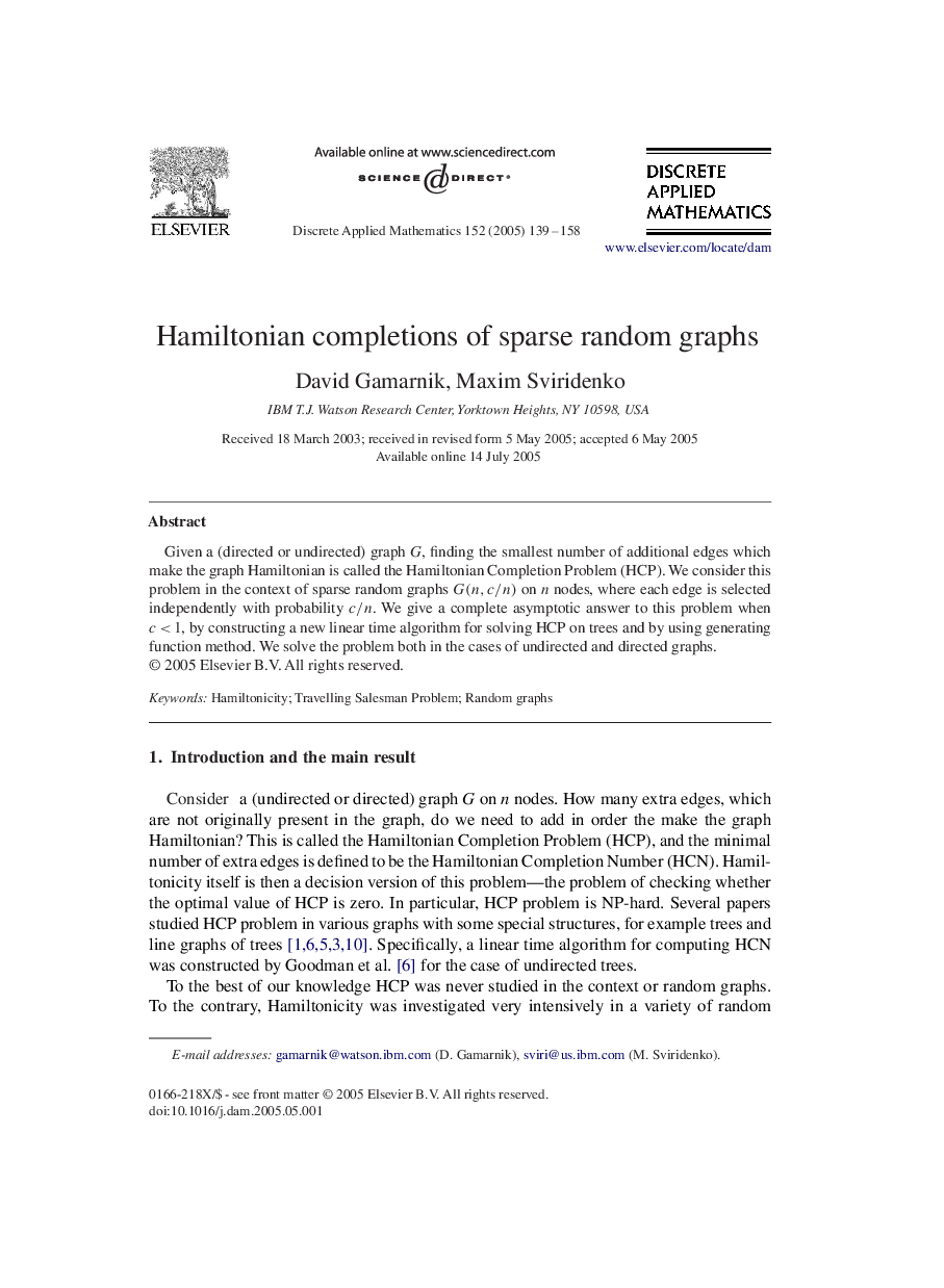 Hamiltonian completions of sparse random graphs