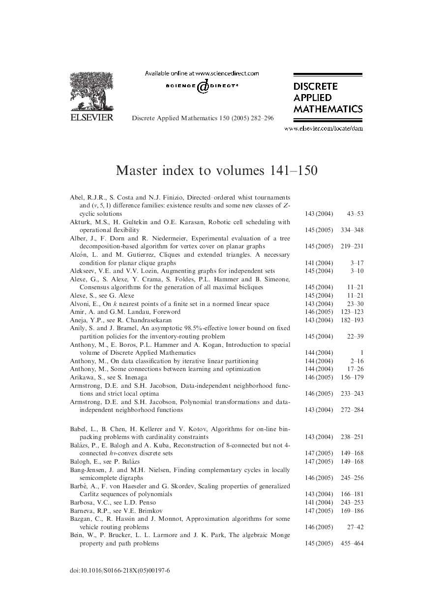 Master index to volumes 141-150