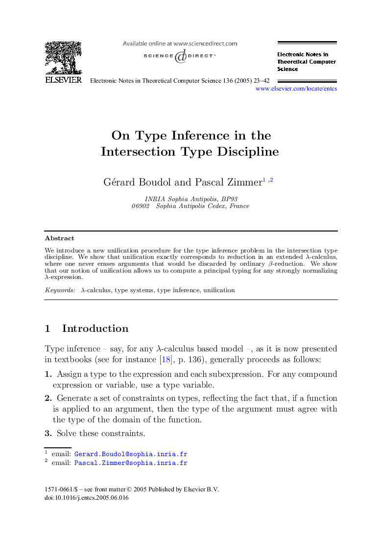 On Type Inference in the Intersection Type Discipline
