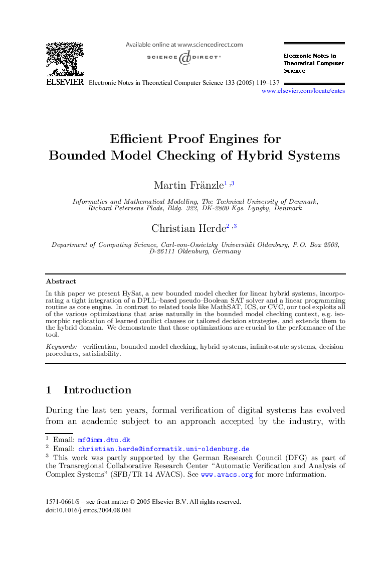 Efficient Proof Engines for Bounded Model Checking of Hybrid Systems