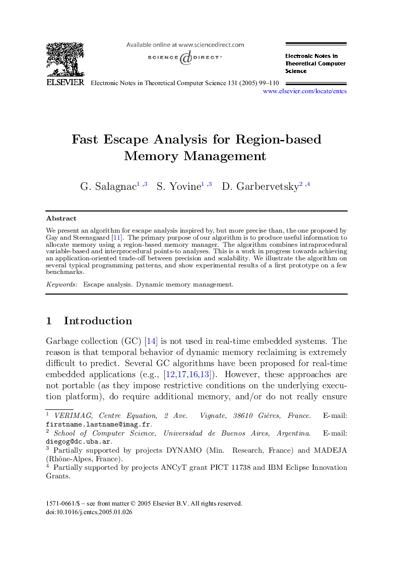 Fast Escape Analysis for Region-based Memory Management