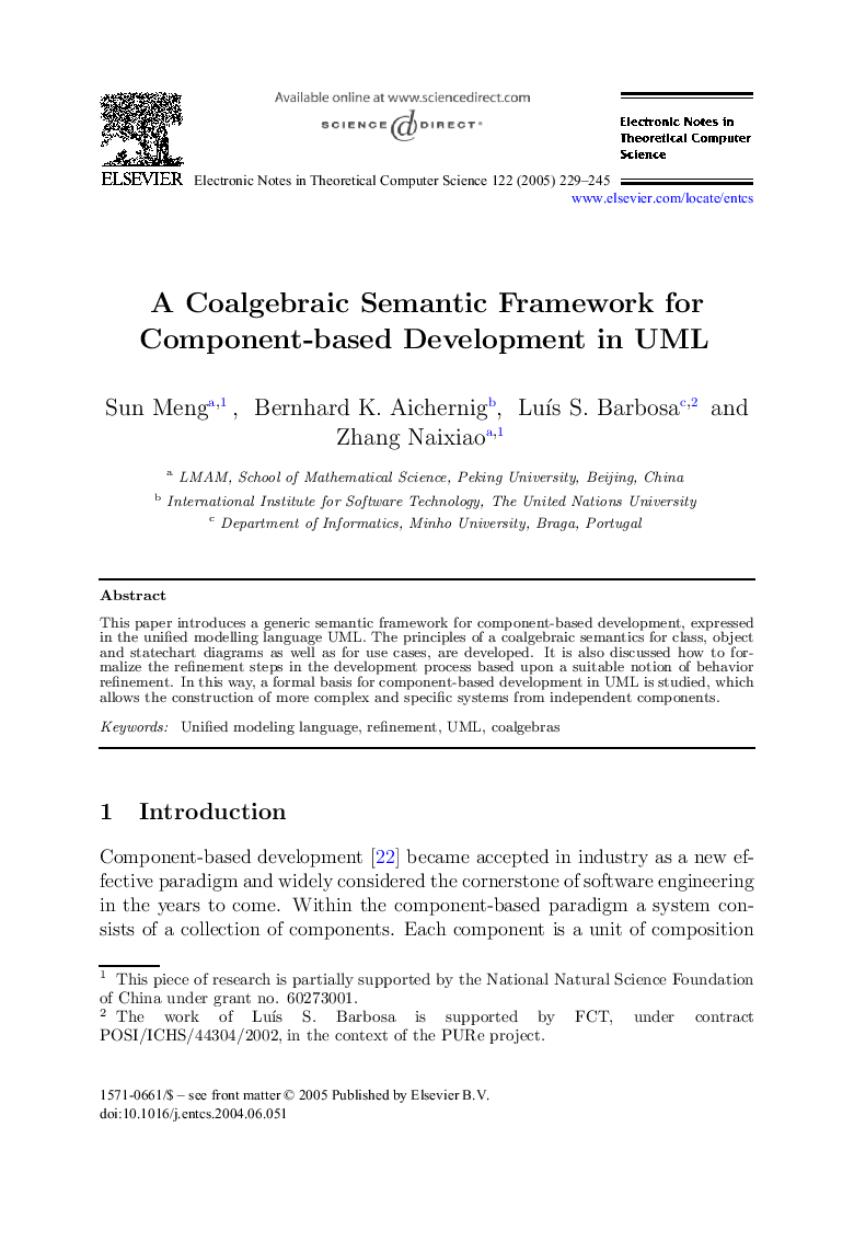 A Coalgebraic Semantic Framework for Component-based Development in UML