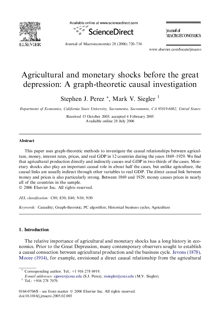 Agricultural and monetary shocks before the great depression: A graph-theoretic causal investigation