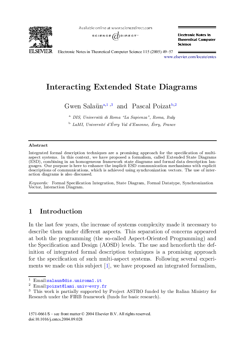 Interacting Extended State Diagrams