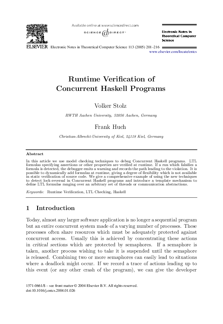 Runtime Verification of Concurrent Haskell Programs