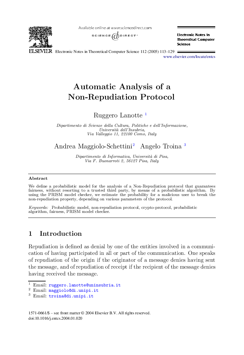 Automatic Analysis of a Non-Repudiation Protocol