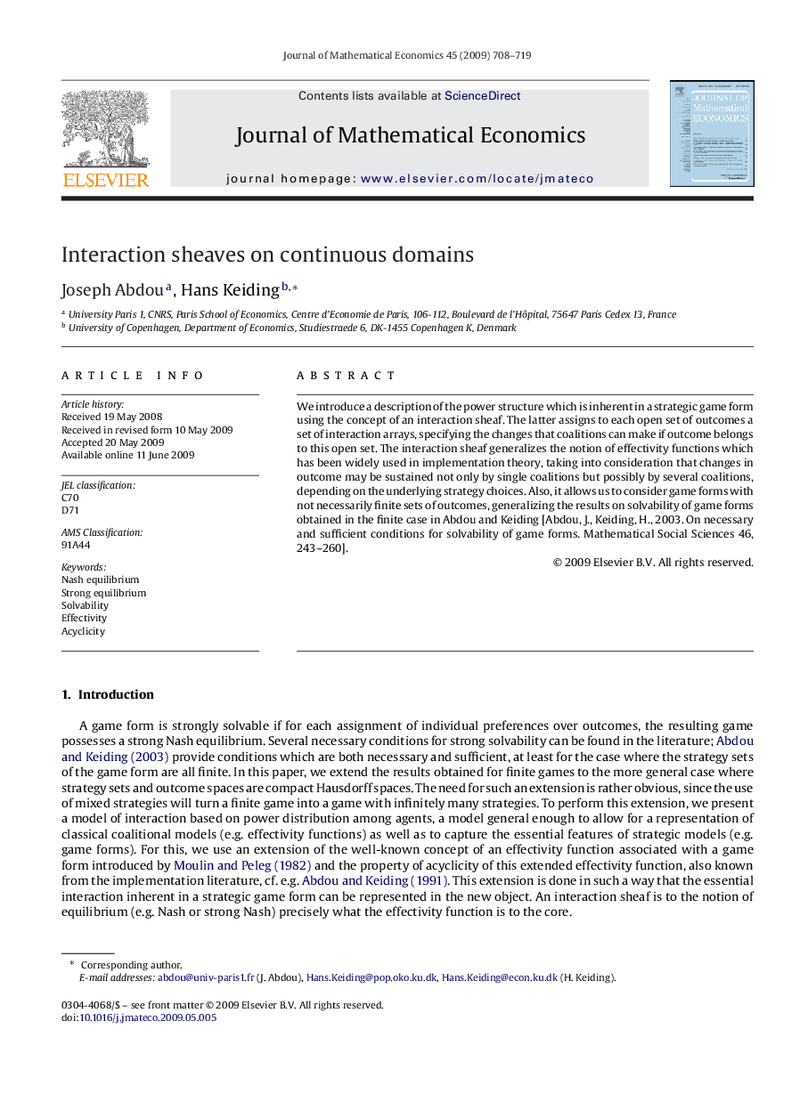 Interaction sheaves on continuous domains