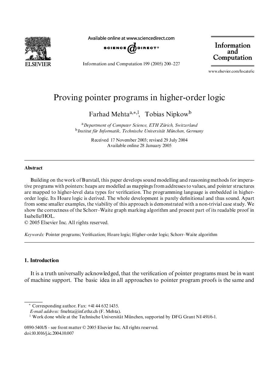 Proving pointer programs in higher-order logic