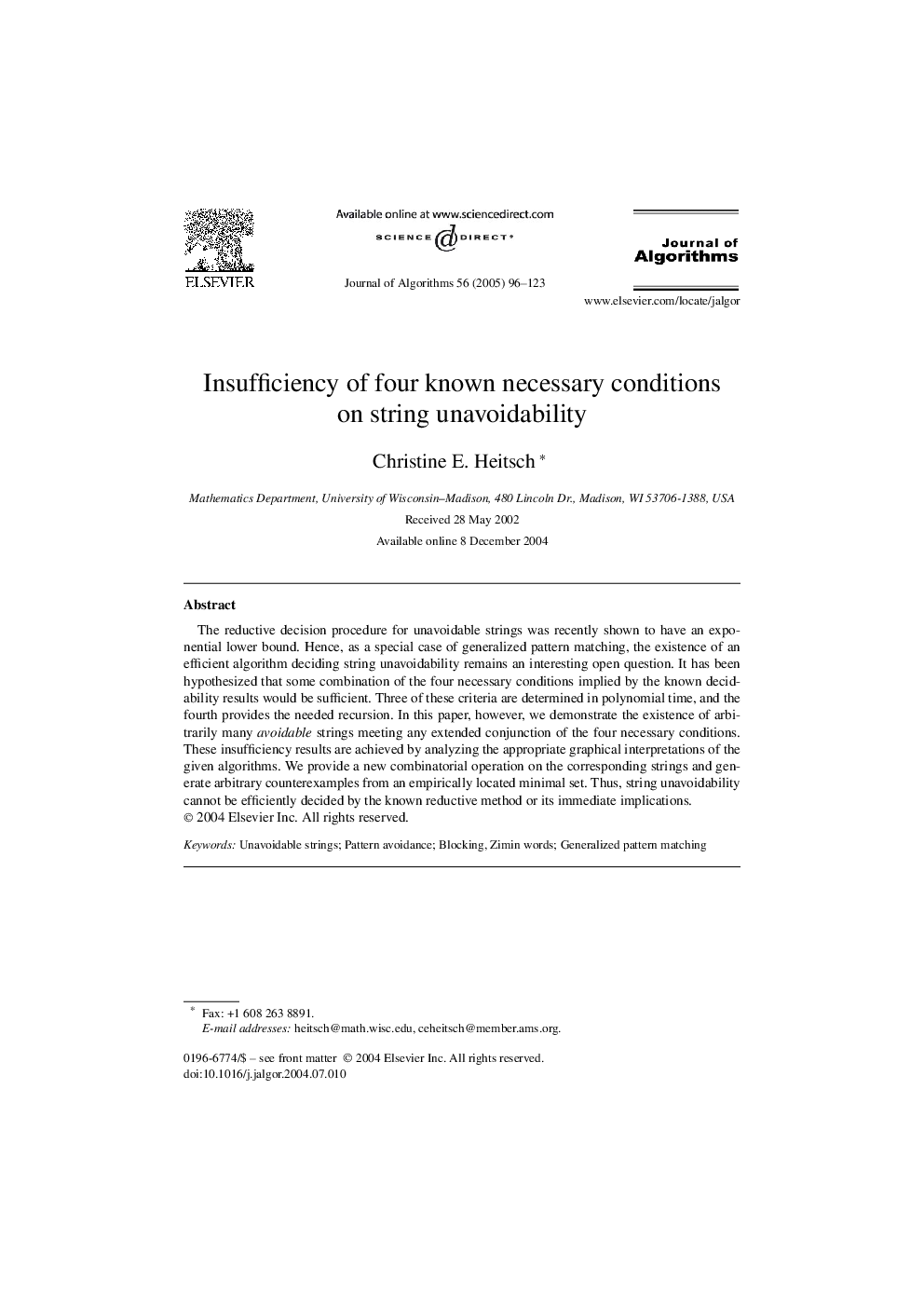 Insufficiency of four known necessary conditions on string unavoidability