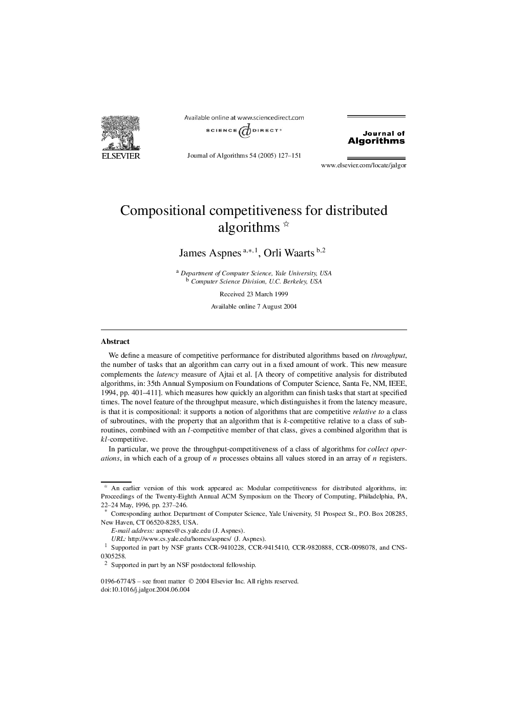 Compositional competitiveness for distributed algorithms